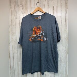 Harley Davidson The Beast Within Clown T Shirt Tulsa , Oklahoma Grey 2XL Grunge